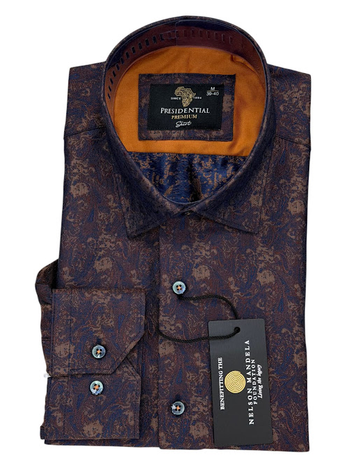 Presidential Premium Luxury Patterned Dress Shirt - Deep Navy